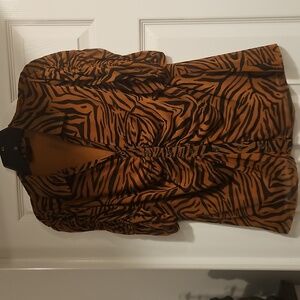 Zebra Print Button-Up Blouse